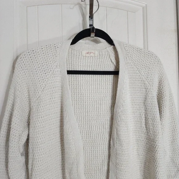 Fat Face Cardigan Sweater Womens 8 White Long Sleeve Pockets Open Front Knit - Picture 3 of 10
